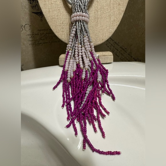 Pink purple and gray necklace - Picture 2 of 3